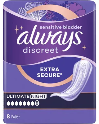 Produktbild von Procter & Gamble Inkontinenzeinlagen discreet Extra Sicher Ultimate Nacht 8 St.