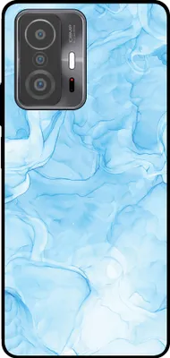 Produktbild von Smartphonica Handytasche Passend für Xiaomi 11T / 11T Pro mit Marmordruck - TPU Rückendeckung Fall Marmor Design - Hellblau