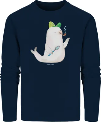 Produktbild von Mr. & Mrs. Panda Bio Sweatshirt Robbe Sherlock Größe XL - French Navy - Geschenk, Pulli, Baumwoll Pullover, Sweater, Lustige Sprüche