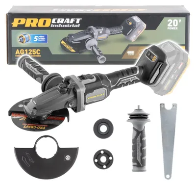 Image de Meuleuse d'angle à tête plate sans fil Procraft Industrial AG125Cbb 20 V 125 mm Brushless Solo - sans batterie, sans chargeur