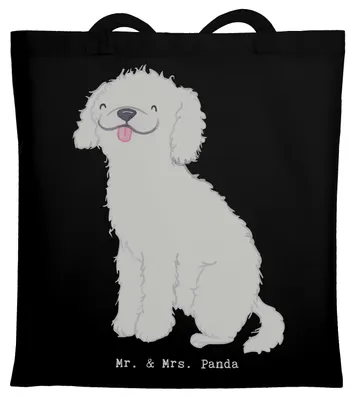 Produktbild von Mr. & Mrs. Panda Tote Bag Kleinpudel Moment - Schwarz - Geschenk, Laptoptasche, Pudel, Tasche, Unitasche, Einkaufstasche, Jutebeutel