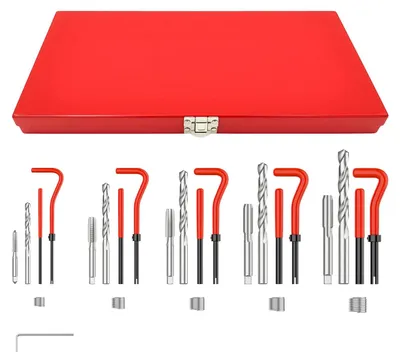 Obrázok produktu pre Sada na opravu závitov – 131-dielna – M5x0,8/M6x1,0/M8x1,25/M10x1,5/M12x1,75 – 25/10 vložiek – vrtáky HSS a závitníky