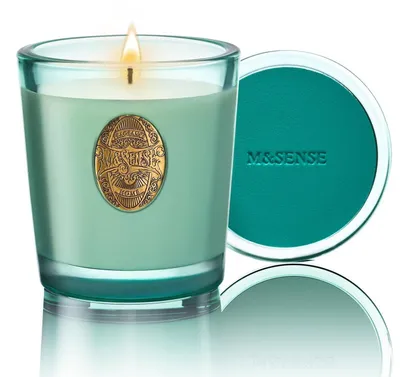 Image de Bougie parfumée eucalyptus et menthe, dans un pot, 260g. Cire de soja, durée de combustion : 55 heures