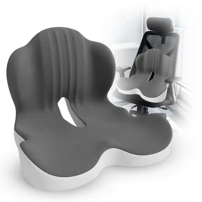 Image de Coussin de siège en viscoélastique et support lombaire pour soulager les douleurs
