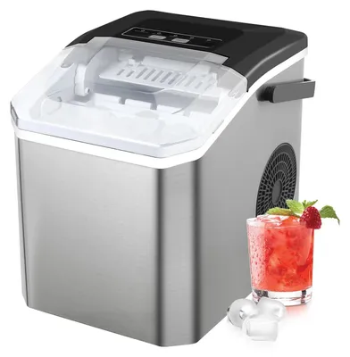 Produktbild von Eiswürfelmaschine Tischgerät - Kompakter Eiswürfelbereiter 110 W - Schnelle Eisherstellung - Selbstreinigung - Für Zuhause und Büro - Edelstahl silber