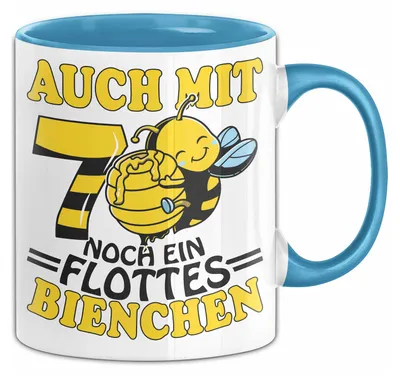 Produktbild von 70. Geburtstag Tasse Geschenk Frauen Oma Großmutter Geschenkidee 70Er Bienen Auch Mit 70 Noch Ein Flottes Bienchen (Blau)