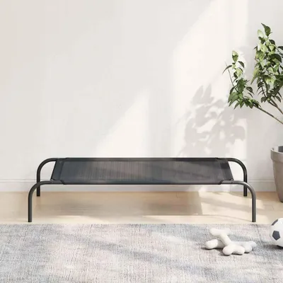 Image de vidaXL Lit surélevé pour chien Noir L Textilène