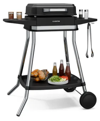 Produktbild von Klarstein Gatsby Elektrogrill 3050 W - Indoor & Outdoor, Rauchfreies EasyGrill-Konzept, Antihaft-Grillplatte, Bis 240 °C, Standfuß Mit Seitentischen