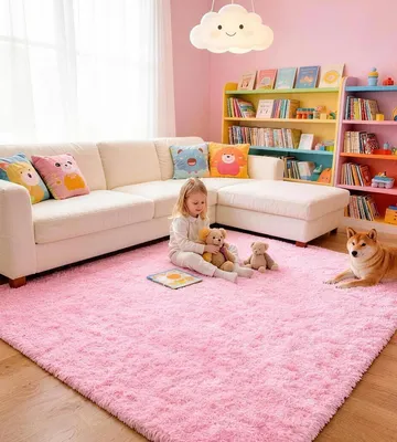 Produktbild von Omgoods – Flauschiger Teppich, 120 x 160 cm – Modern und kuschelig für Wohnzimmer und Kinderzimmer