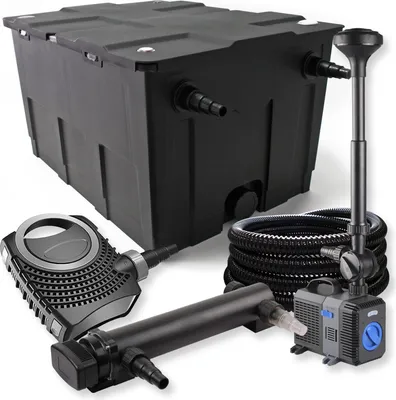 Produktbild von SunSun Komplettset: CBF-550 Teichfilter bis 60000 L Teichfilteranlage, CTF-8000 Teichpumpe 8000l/h 70W, CUV-324 Teichklärer 24W, 25m Teichschlauch 25 mm, CTP-2803 Springbrunnen 3000l/h 10W