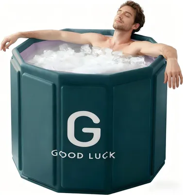 Image de Elzusha - Baignoire pliante portable - Seau pour bains glacés, idéal pour la thérapie par l'eau froide - Vert