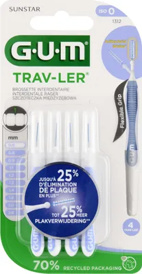 Zdjęcie produktu dla Sunstar GUM, Trav-Ler Szczoteczki międzyzębowa 0,6 mm 1312, 4 sztuki