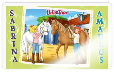 Produktbild von Spreadshirt Bibi und Tina mit Amadeus und Sabrina Sticker Aufkleber, 10 x 10 cm, Transparent glänzend