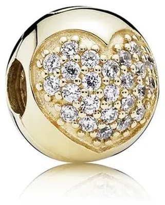 Image de Pandora, charm en forme de cœur pavé, collection "LOVE OF MY LIFE", en or 750832CZ