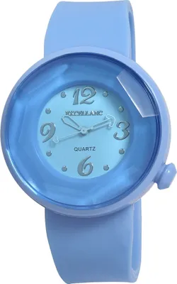 Produktbild von Analog Damenuhr Armbanduhr Silikonband blau Quartzwerk großes Gehäuse 45 mm blau