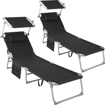 Produktbild von tectake® 2er Set Sonnenliege Chloé 4-stufig mit Kopfpolster
