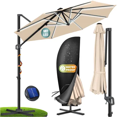 Image de Parasol KESSER® pour pergola, modèle SUN, diamètre 330 cm, réglable en 7 positions, rotation à 360°, avec housse de protection