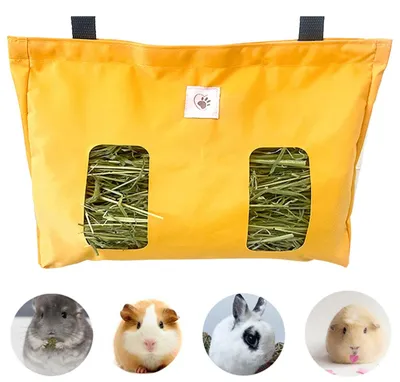 Productafbeelding van Heutasche voor kleine dieren, hangend voederstation voor konijnen en cavia's (Geel)