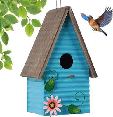 Produktbild von Holz-Vogelhaus - Vogelvilla für Wildvögel - Blau - 28 x 17 x 13 cm