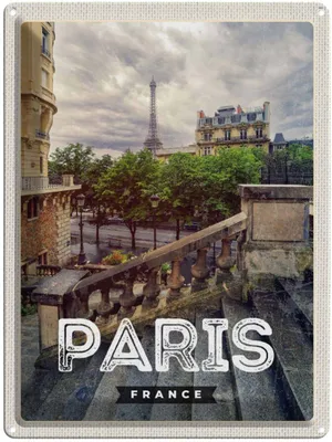 Produktbild von vianmo Blechschild 40x30 cm Paris Frankreich Eiffelturm Stadt Bildmotiv Reisemotiv Abenteuer Reisen Europa Urlaub