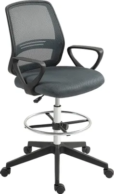 Produktbild von Bürostuhl Ergonomischer Schreibtischstuhl mit Armlehnen und Verstellbarer Fußring Netzbespannung Grau