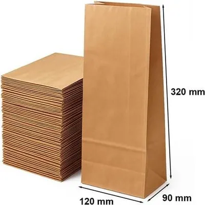 Obrázek produktu pro Ekologické papírové sáčky 120x90x320 hnědé - balení 100 ks