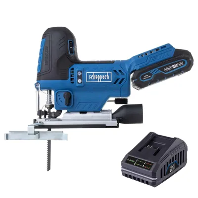 Produktbild von Scheppach Akku-Stichsäge BC-JS254-X | Brushless | Hublänge 25,4mm | Hubzahl 1000-3000min-1 | LED | inkl. 2Ah Akku + 2,4A Ladegerät