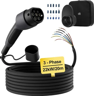 Obrázok produktu pre Nabíjací kábel pre elektrické vozidlá, 3-fázový, 32A, IP55, 22kW 20M kábel
