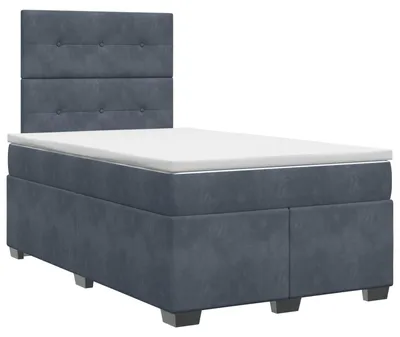 Image de vidaXL Lit boxspring avec matelas gris foncé 120 x 190 cm velours