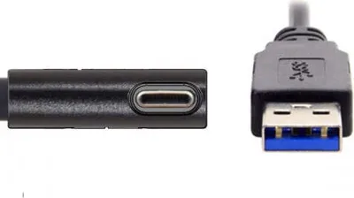 Produktbild von System-S USB 3.0 A (Male) zu USB Typ C 3.1 (Male) Kabel 90 Grad Gewinkelt 120cm Datenkabel Ladekabel