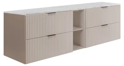 Produktbild von Wandhängender Badezimmerschrank, Kaschmir / weißem Marmor-Optik (MDF), 180 x 57 x 46 cm