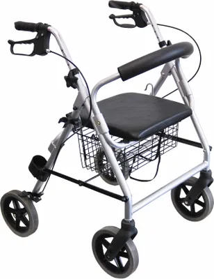 Produktbild von Trendmobil Rollator LR - Leichtgewichtrollator aus Aluminium mit Rückenlehne, SItzfläche, Einkaufskorb und Stockhalterung - Sitzhöhe 56 cm