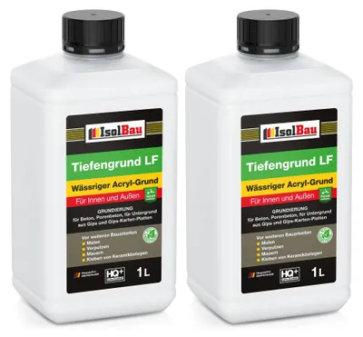 Isolbau Tiefengrund LF - Wässriger Acryl-Grund für Innen & Außen - Tiefgrund für professionelle Grundierung - 2 L