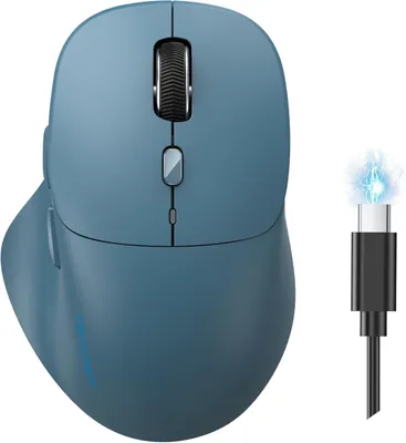 Imagen del producto de Ratón Bluetooth inalámbrico, recargable, con triple modo de conexión: BT 5.0/3.0 y 2.4G USB, 4800 DPI, diseño ergonómico con reposamuñecas, y funcionamiento silencioso
