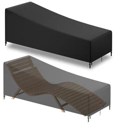 Produktbild von Peviasot Gartenmöbel Schutzhülle für Sonnenliege 200×75×40/70 cm, 420D Oxford Abdeckung Wasserdicht, UV-Schutz, Schwarz/Silber, mit 4 Befestigungsbändern