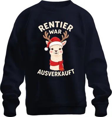 Produktbild von Rentier war t Alpaka Weihnachten lustig Geschenk Uni Sweatshirt Pullover, Navy, XXL