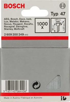 Produktbild von Tackernagel Typ 47, 1,8 x 1,27 x 30 mm, 1000er-Pack