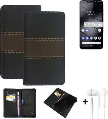 Produktbild von K-S-Trade Handyhülle + Kopfhörer kompatibel mit Gigaset GS195 Schutzhülle Walletcase Bookstyle Tasche Schutz Case Hülle Wallet Cover Kunstleder