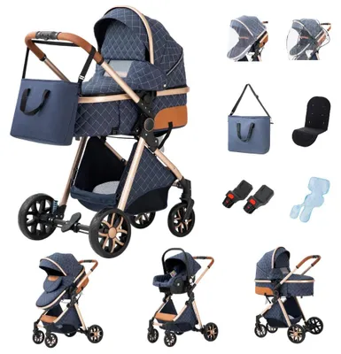 Produktbild von Babywagen, 3-in-1 Design, Faltbare Bequemlichkeit, V9 BLAU