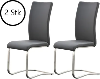 Produktbild von Schwingstuhl Stuhl Schwinger Esszimmerstuhl Freischwinger "Muvo I" (2er Set) Grau