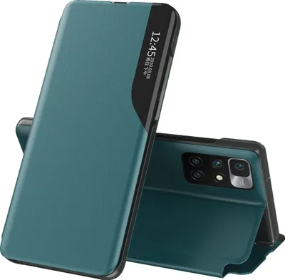Produktbild von Xiaomi Redmi 10 Hülle, Smart View Fenster Flip Stand Cover Kunstleder Schutzhülle für Xiaomi Redmi 10 Grün