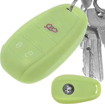 Produktbild von Auto Schlüssel Hülle Silikon Schutz Cover Fluoreszierend Grün kompatibel mit ALFA Romeo Giulia Stelvio Giulietta 3 Tasten KEYLESS SMARTKEY