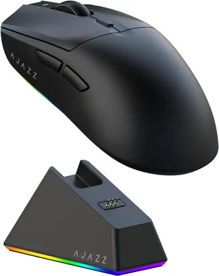 Produktbild von Gaming-Maus, PAW3311-Sensor,24.000 DPI,2,4 GHz/USB-C/Bluetooth,500-mAh-Akku,magnetische RGB-Ladestation,80 Millionen Klicks Lebensdauer,mit PC und Mac