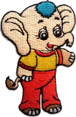 Produktbild von Elefant Tier Kinder - Aufnäher, Bügelbild, Aufbügler, Applikationen, Patches, Flicken, Zum Aufbügeln, Größe: 7,8 x 5,2 cm