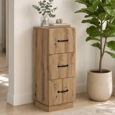 Immagine prodotto di vidaXL Comodino Artisan in rovere 33 x 34,5 x 87 cm in materiale derivato dal legno