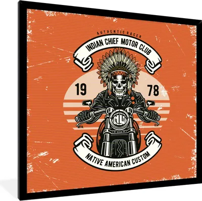Produktbild von MuchoWow® MuchoWow® Gerahmtes Poster Indianer - Skelett - Retro 40x40 cm - Poster mit zchwarzem Bilderrahmen - Mit Rahmen - Wanddekoration Schlafzimmer