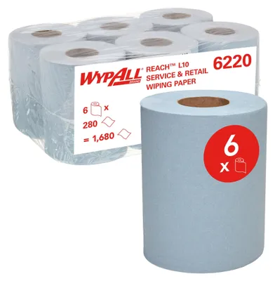 Produktbild von WypAll L10 Reinigungstücher 6220, blau, Putzpapierrolle, 6x280 Tücher