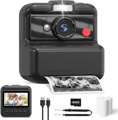 Productafbeelding van Kinder Camera - Directe Print Camera - Foto's Maken - 2.5K UHD Video - 3 Inch Scherm - Zwart