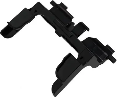 A black plastic vacuum cleaner part is shown against a white background.