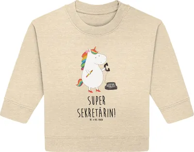Produktbild von Mr. & Mrs. Panda Organic Baby Pullover Einhorn Sekretärin 12. - 18. Monat - Natural Raw - Geschenk, Einhörner, Unicorn, Bullover, Büro, Rechtsanwältin